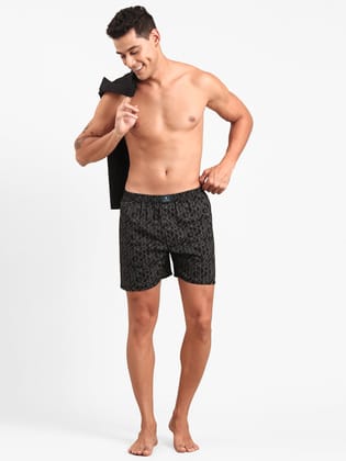 Black & White Printed Cotton Boxer-M