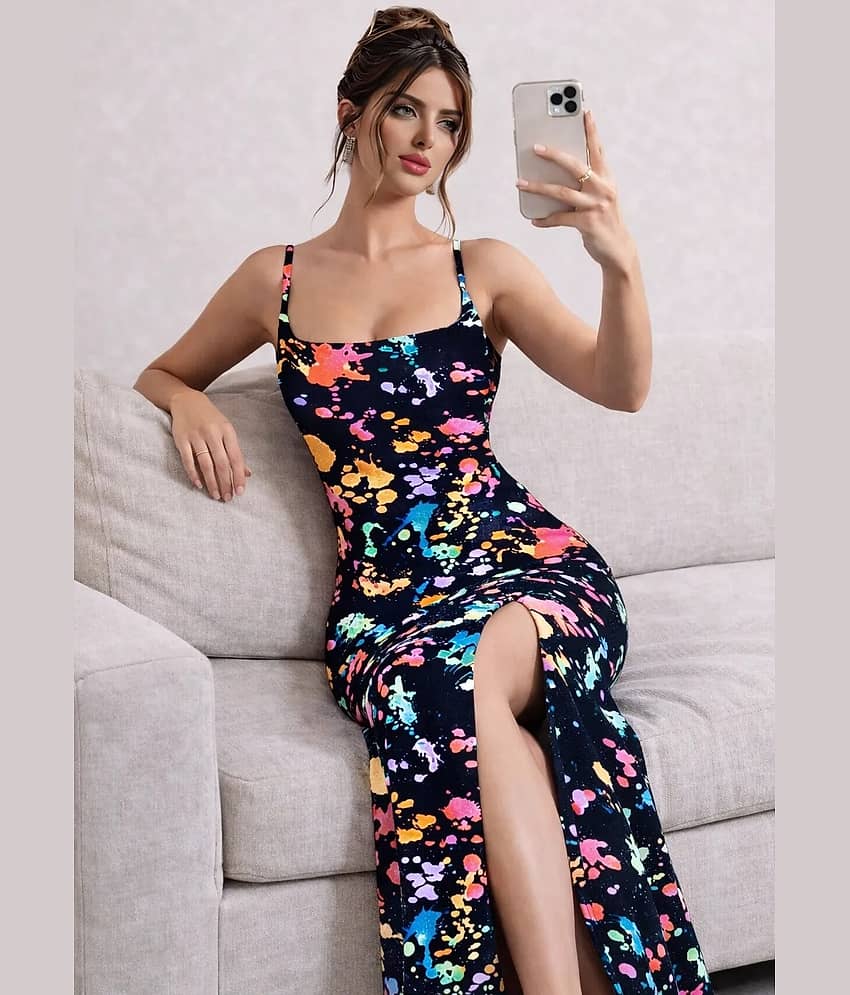 wanquila Women Lycra Bodycon Dress ( Multicolor )