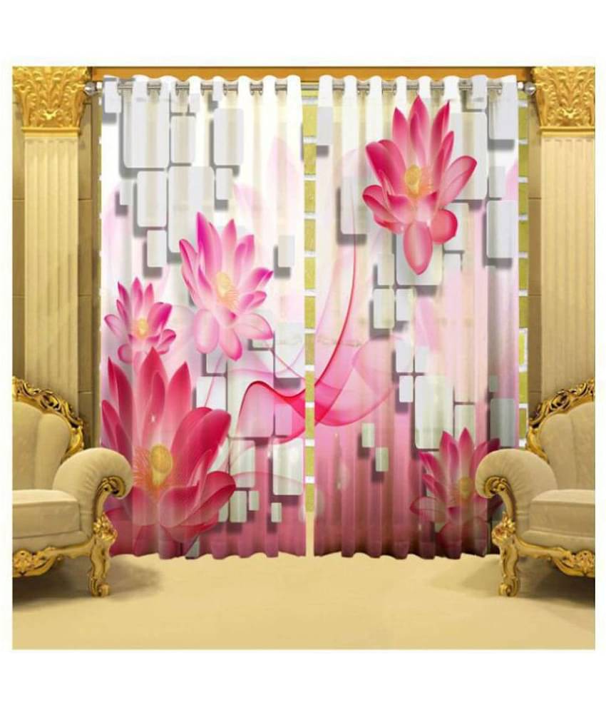 B7 CREATIONS Set of 2 Door Semi-Transparent Eyelet Polyester Curtains Multi Color
