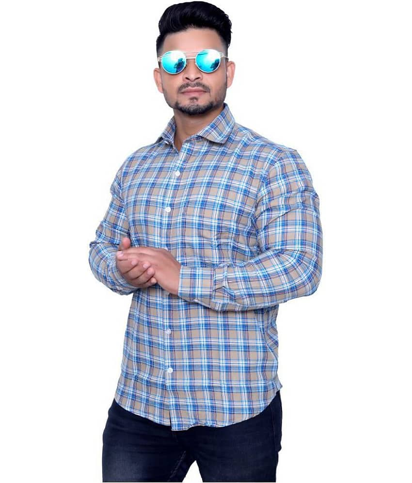 Aish N Ridh Cotton Regular Fit Checks Men's Casual Shirt - Blue ( Pack of 1 )