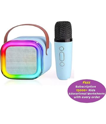 Karaoke Machine for Kids Adults, Mini Portable Blue-Tooth Karaoke Speaker with Wireless Microphone and Dynamic Lights Birthday Gift  (Free subscription of kids Educational worksheets)
