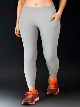 Premium Quality Yoga Tights Breathable & Stretchable Gym Leggings Activewear Pants for Girls or Women (Size-S) Grey