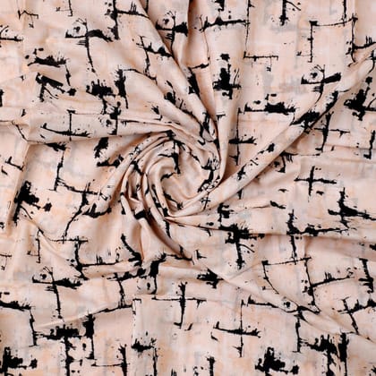 Toile Dark peach And Black Combination Digital Printed Fabric - Pure Cotton-Pure / Pure Cotton / 108 CM | 42 Inch