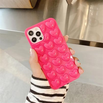 Pink 3D Hearts iPhone Soft Case-iPhone 14 Pro Max