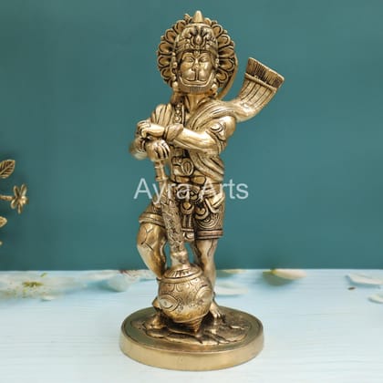 Brass Standing Bahubali Hanuman Idol - 14 Inch Height