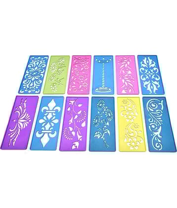 M.G ENTERPRISE DIY Plastic Rangoli Stencils For Floor and Wall PLS-H-12 Set of 12 pc (3 in x 7 in)