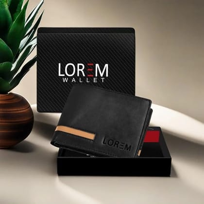 LOREM Edition Bi-Fold Faux Leather 3 ATM Card Slots Wallet for Men-UF