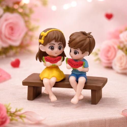 SATYAM KRAFT 1 Set Cute Miniature Couple Showpiece for Home Decor | Romantic Valentine Gift for Husband Wife