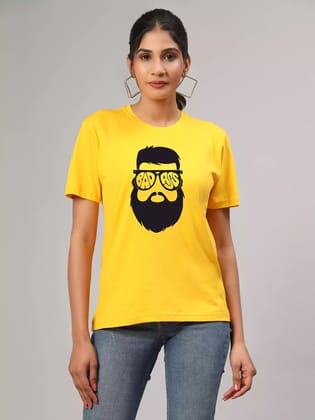 Badass - Sukhiaatma Unisex Graphic Printed Yellow T-shirt-XS-36