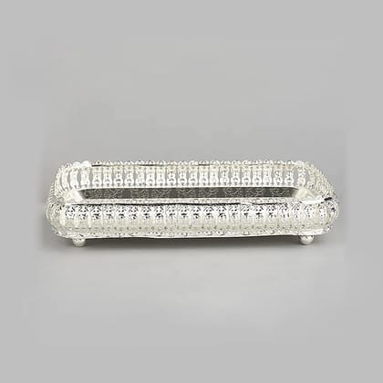 German Silver Rectangle Shape Designer Fancy Metal Tray.-German Silver