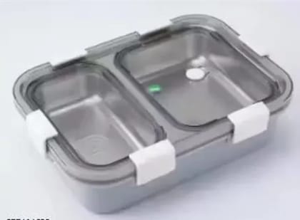 3 Compartment Stainless Steel Lunch Box with Steel Cutlery Inside(Spoon), Heating & Water Insulation Design Use for Office, School & Travelling, 750 Ml 3 Compartment Stainless Steel Lunch Box with Steel Cutlery Inside(Spoon), Heating & Water Insulation Design Use for Office, School & Travelling, 750 Ml