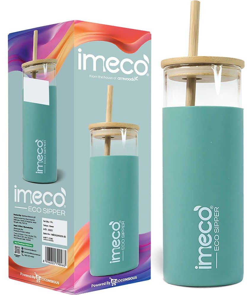 IMECO Eco-Sipper Glass Bottle - Grey 450ml Grey Glass Sipper Water Bottle 450 mL ( Set of 1 )