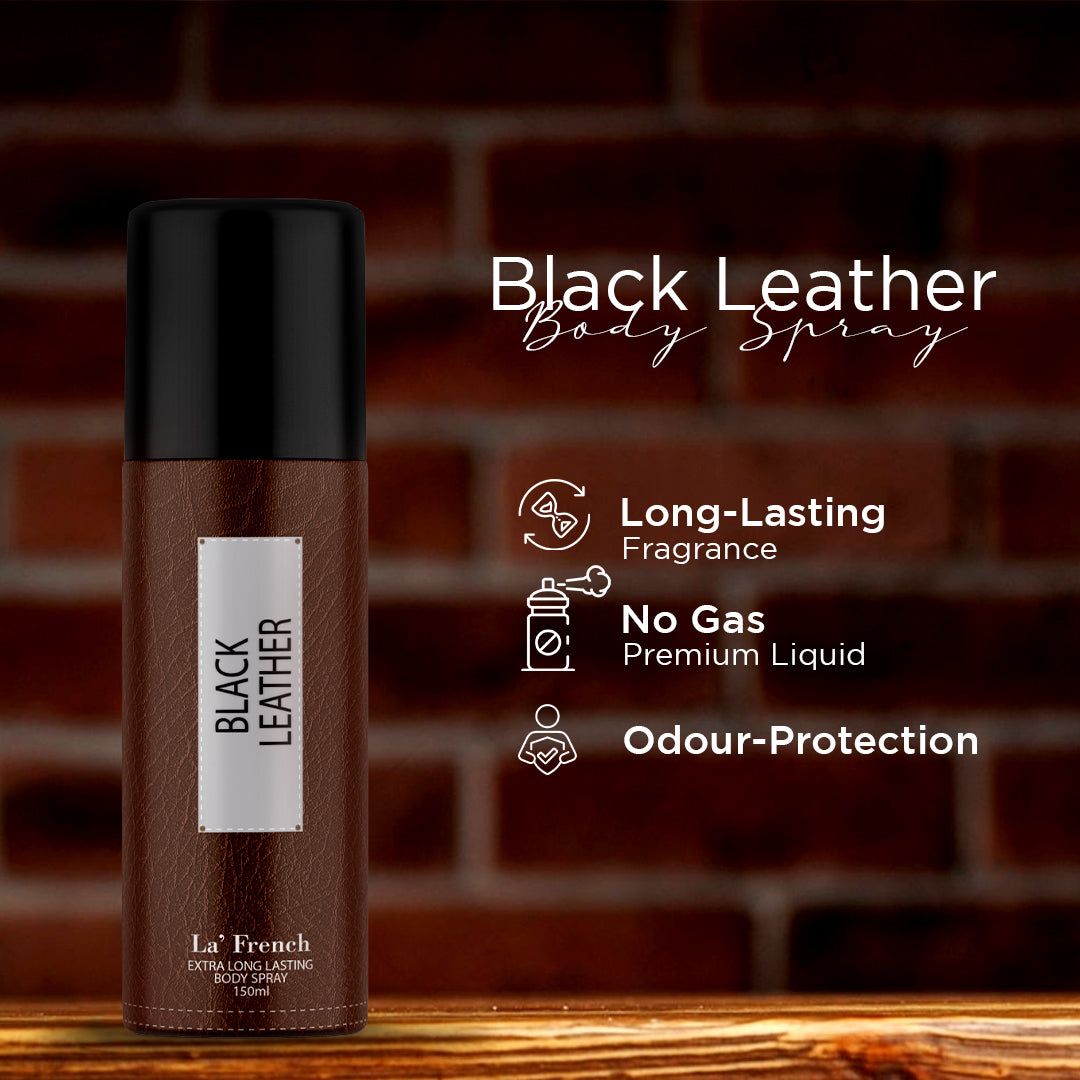 Black Leather Deodorant For Men - 150ml (Pack of 3)