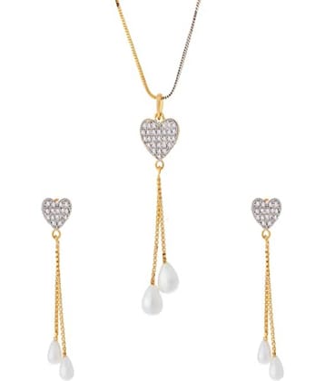 PUJVI - Silver Pendant set ( Pack of 1 )