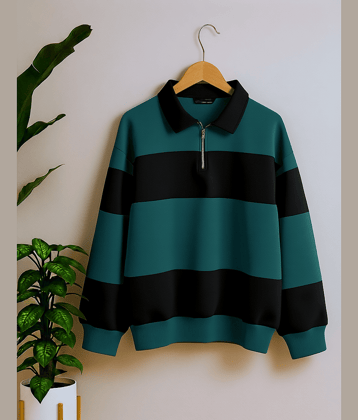 Try This Men Cotton Blend Regular Fit Colorblock Polo T Shirt ( Green )