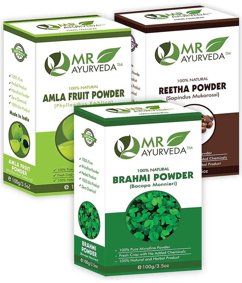 MR Ayurveda 100% Natural Brahmi, Amla & Reetha Powder Hair Scalp Treatment 300 g Pack of 3