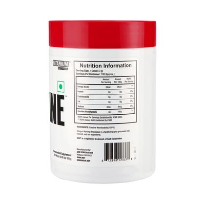 San Performance Creatine Powder | Pure Micronised Creatine Mono hydrate | Pre Workout Supplement | 100 Servings | Unflavoured | 300g |