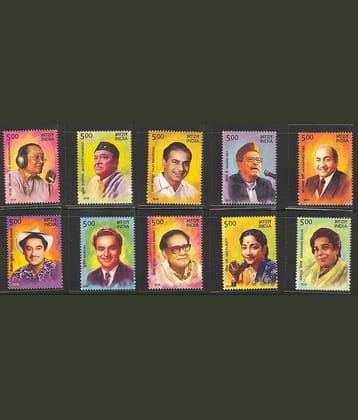 India Legendary Singers of India 2016, Set of 10 Stamps MNH,,,Collectible Lot