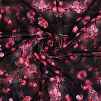 Tiny Pink Chintz Branch Digital Printed Fabric - Weightless-Polyester / Weightless / 110 CM | 43 Inch