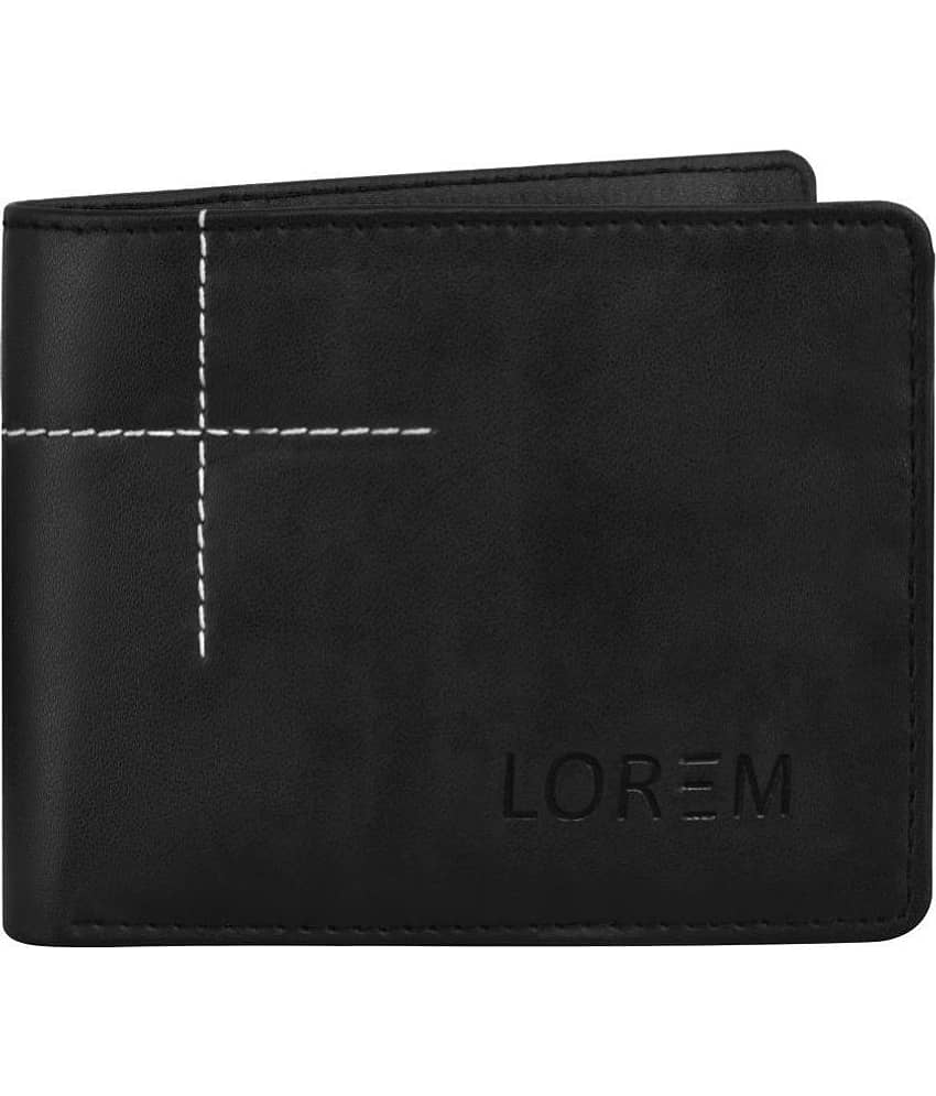 Lorem Black Faux Leather Men's Two Fold Wallet ( Pack of 1 )