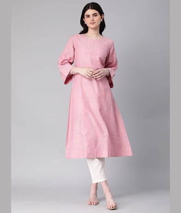 Hritika - Peach Cotton Blend Women's A-line Kurti ( Pack of 1 )