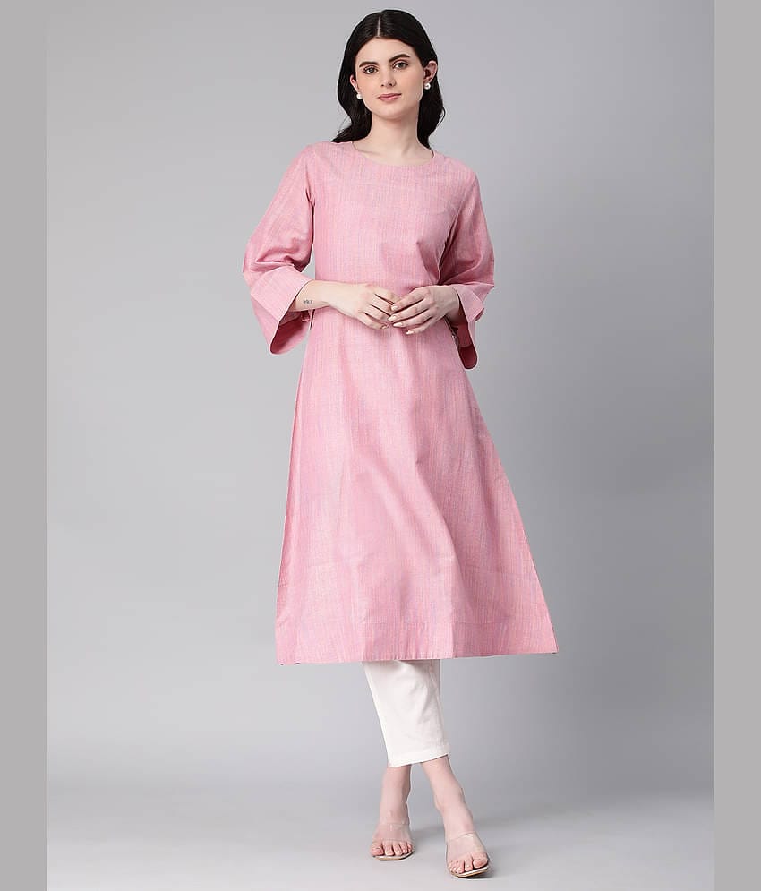 Hritika - Peach Cotton Blend Women's A-line Kurti ( Pack of 1 )