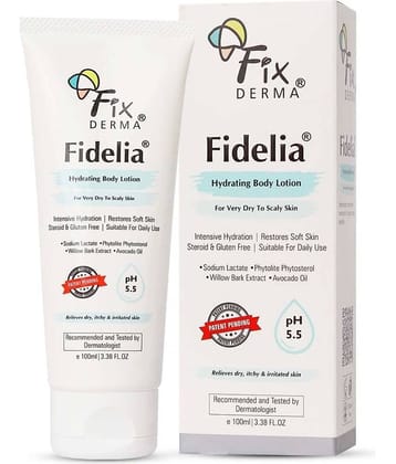 Fixderma Fidelia Hydrating Body Lotion for Dry & Scaly Skin, Moisturizer for Face & Body, 100ml