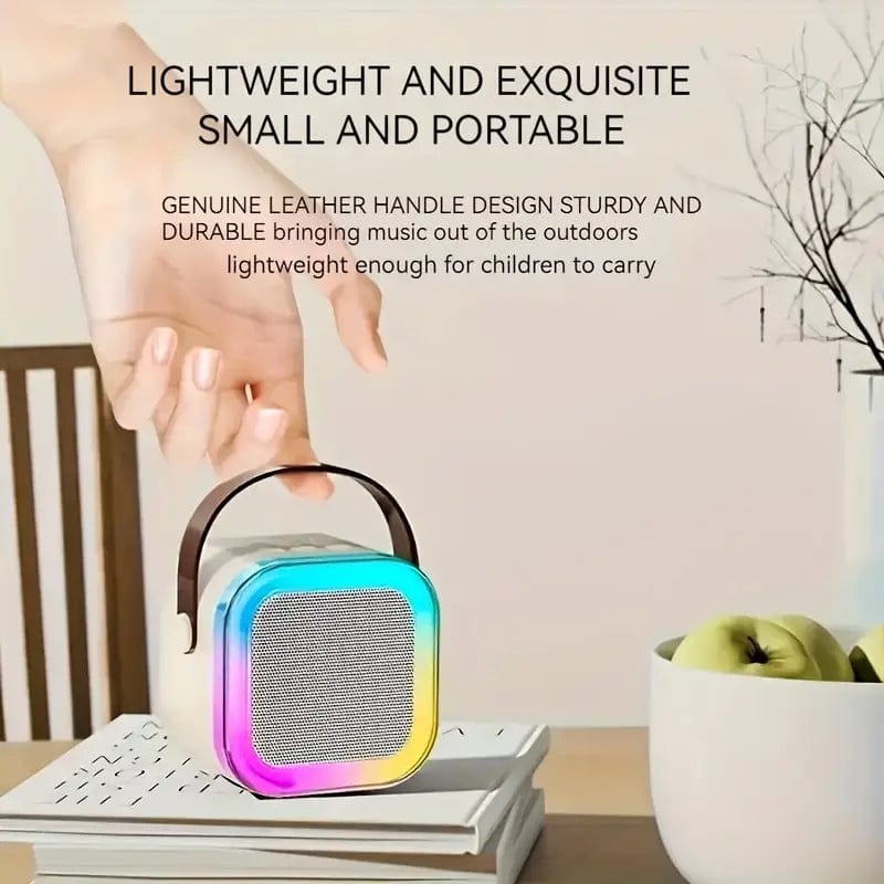 Karaoke Bluetooth Speaker with Led Lights and Wireless Microphone-Pink