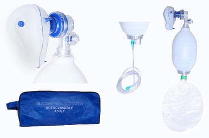 FAIRBIZPS Medical Rebreathing Ambu Bag for Adult Silicone Reusable Oxygen Reservoir Bag for Hospital, Clinic and Home (2600ml) Pack of 2