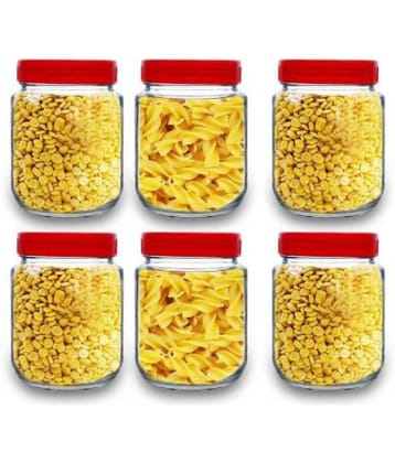 CROCO JAR - Transparent Glass Spice Container ( Pack of 6 )