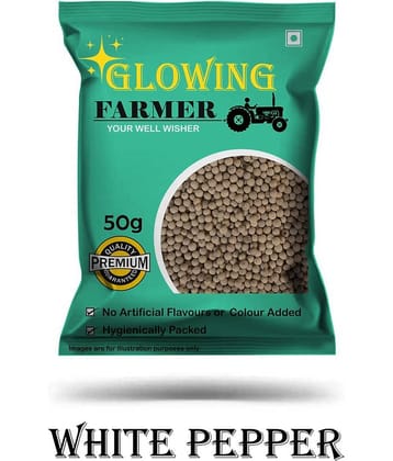 GLOWING FARMER Whole White Pepper | Safed Mirch Sabut 50 gm