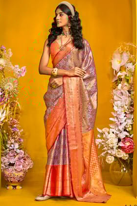 Reddish Brown Kanjivaram Silk Saree