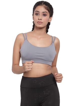 Invincible Women’s Double Strap Dare Sports Bra-Grey / S