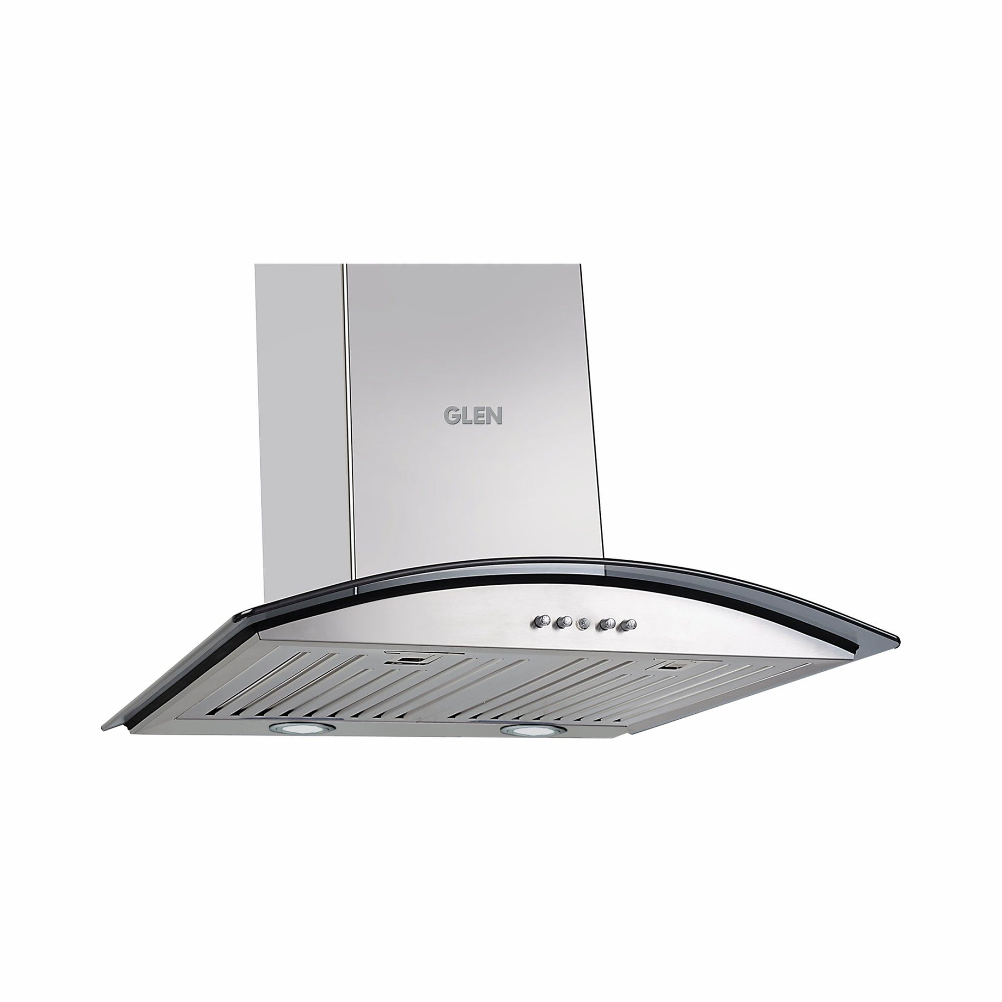 Kitchen Chimney Curved Glass Push Buttons Baffle filter 60cm 1000 m3/h -Silver (6071 SS 60)