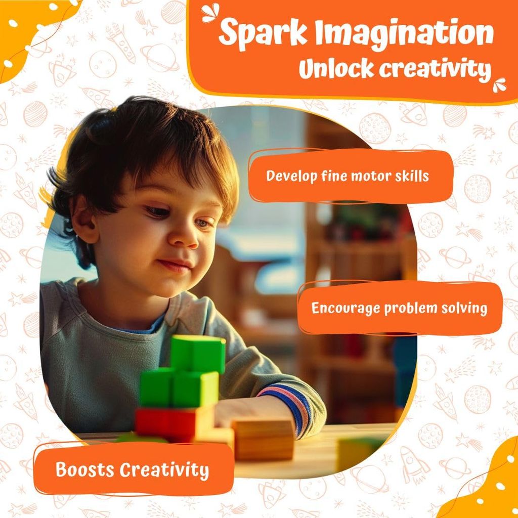 Skillofun Wooden Cubes Pattern Box, Multi Color