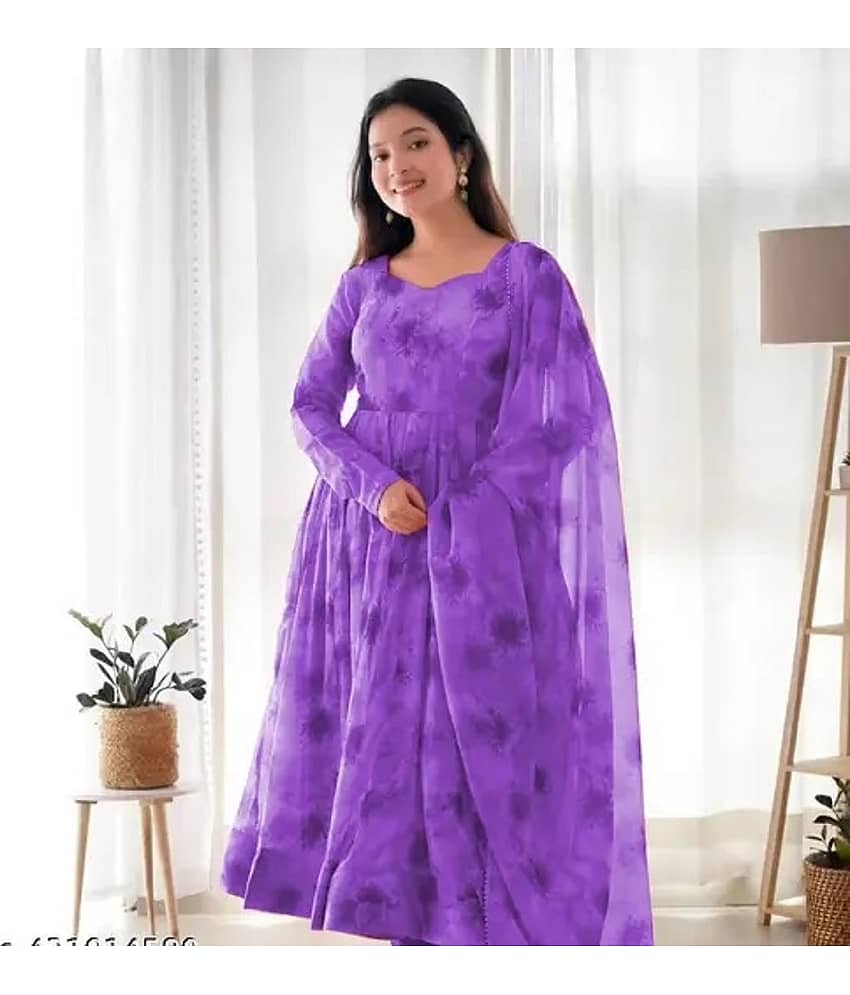 BHAGVATI ENTERPRISE Purple A-line Crepe Women's Stitched Ethnic Gown ( Pack of 1 )