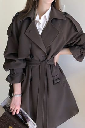 Aubrey Short Trench Coat-Coffee