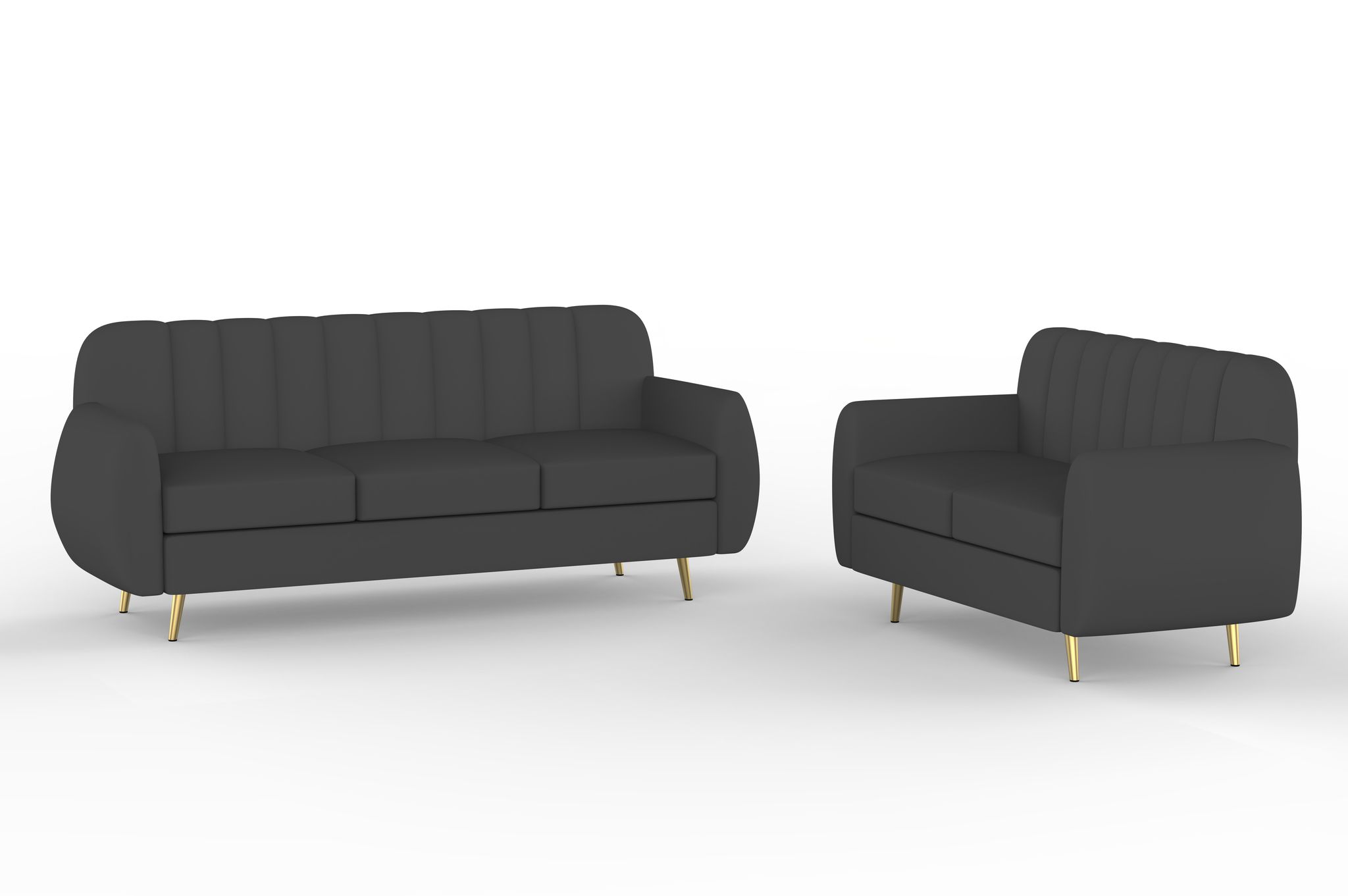 Wakeup India Sofa | Hazy Premium Fabric Sofa Set | 5 Seater Sofa | Pocket Spring Cushion | Padded Cushioned Armrest | Polished Metal Leg (Dark Grey , Seating-3+2) | 1 Year warranty