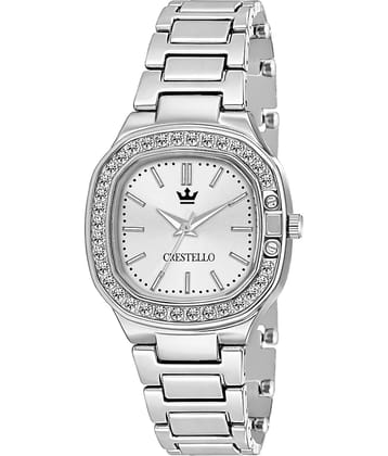Crestello Silver Metal Analog Womens Watch