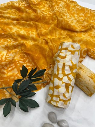 Pure Cotton Unstitched Suit With Chiffon Dupatta-As shown in picture / 2.5 mtr each / Pure cotton with chiffon dupatta