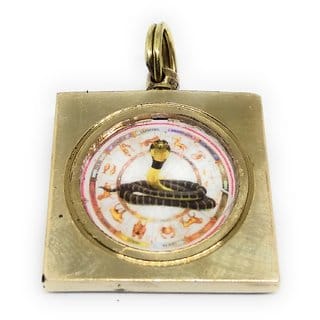 Ashtadhatu Kaal Sarp Dosh Nivaran Yantra Locket In Square Gold Plated For Remove Kaal Sarp Dosh From Your Kundli