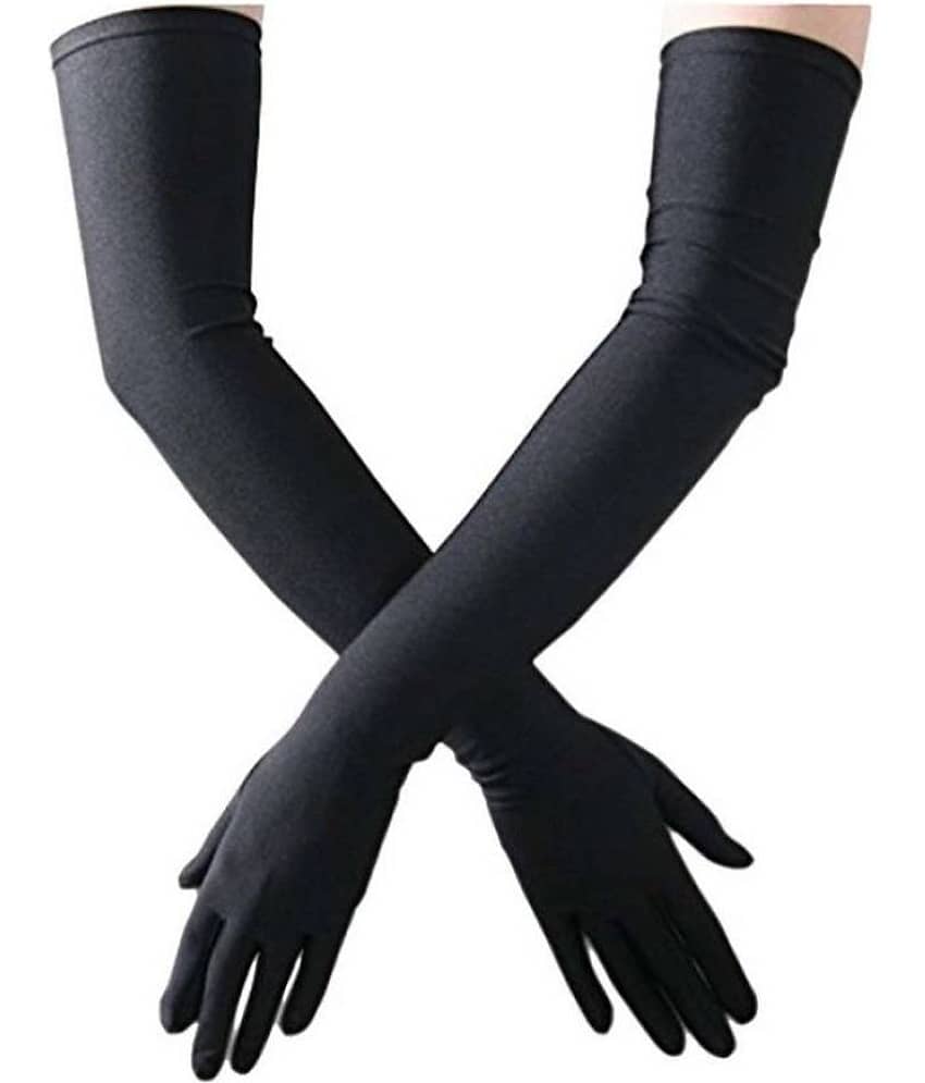 Tahiro Black Cotton Casual Sun Rays Protector Full Arm Length Gloves - Pack Of 1
