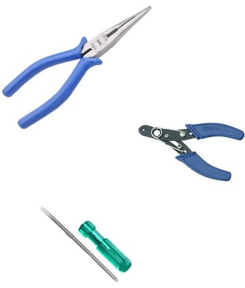 PYE-tools hardware Set of 3 Hand Tool Combo Wire Stripper (950)/ Long Nose Plier (911)/Double-end Screwdriver (576)