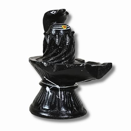 Saadhya Decors Black Shivling with Naag Idol – Sacred Lord Shiva Shiv Ling Statue for Home Temple, Office &amp; Spiritual Décor (15 x 14 cm)