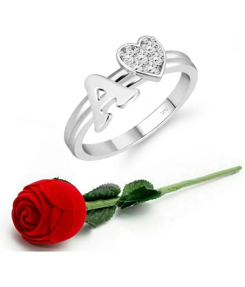 Valentine Initial '' A'' Letter with heart ring alphabet for women and Girls