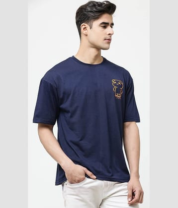 Leotude Pack of 1 Cotton Blend Oversized Fit Men's T-Shirt ( Navy )