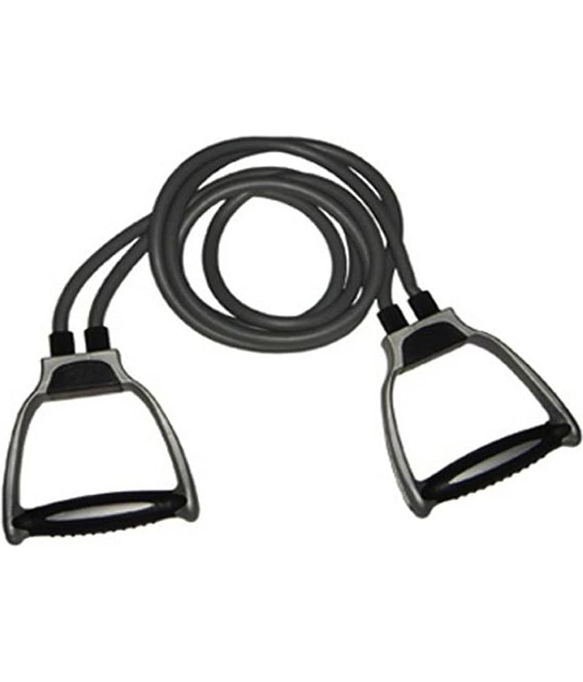 Double Toning Resistance Tube Pull Rope Elastic Rubber Exercise Band for Stretching, Workout, Home Gym and Toning with Heavy Quality D Shaped Handles
