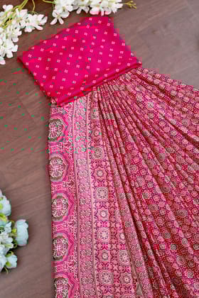 Rani Ajrakh Printed Soft Modal Silk Natural Print Saree P1-1