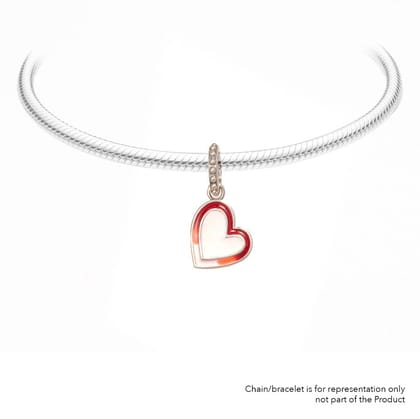 Big Pink Heart | 925 Silver charms for Bracelets / Chain-Free / Silver / Modern