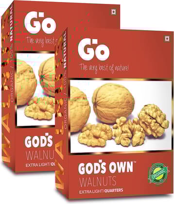 GO Organic Extra Light Quarters Walnuts Without Shell, 500gm (250gm X 2)